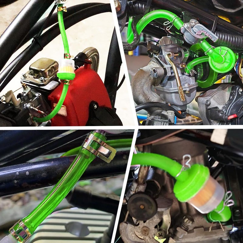 HOOUP Dirt Bike Gas Fuel Line Hose Fuel Filter for 50cc 110cc 125cc TaoTao Coolster Apollo GY6 Motorcycle Pit Bike Motocross Pocket Bike Chinese Atv Four Wheeler Moped Scooter Quad Go Kart Parts Green - Image 3